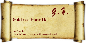Gubics Henrik névjegykártya